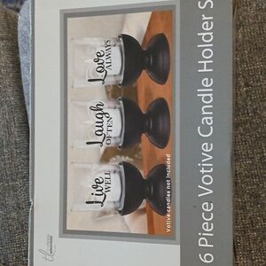 True Living Essentials 6 Piece Votive Candle Holder Set Live Laugh Love NIB